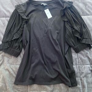 Express Black Pleated Sleeve Blouse
